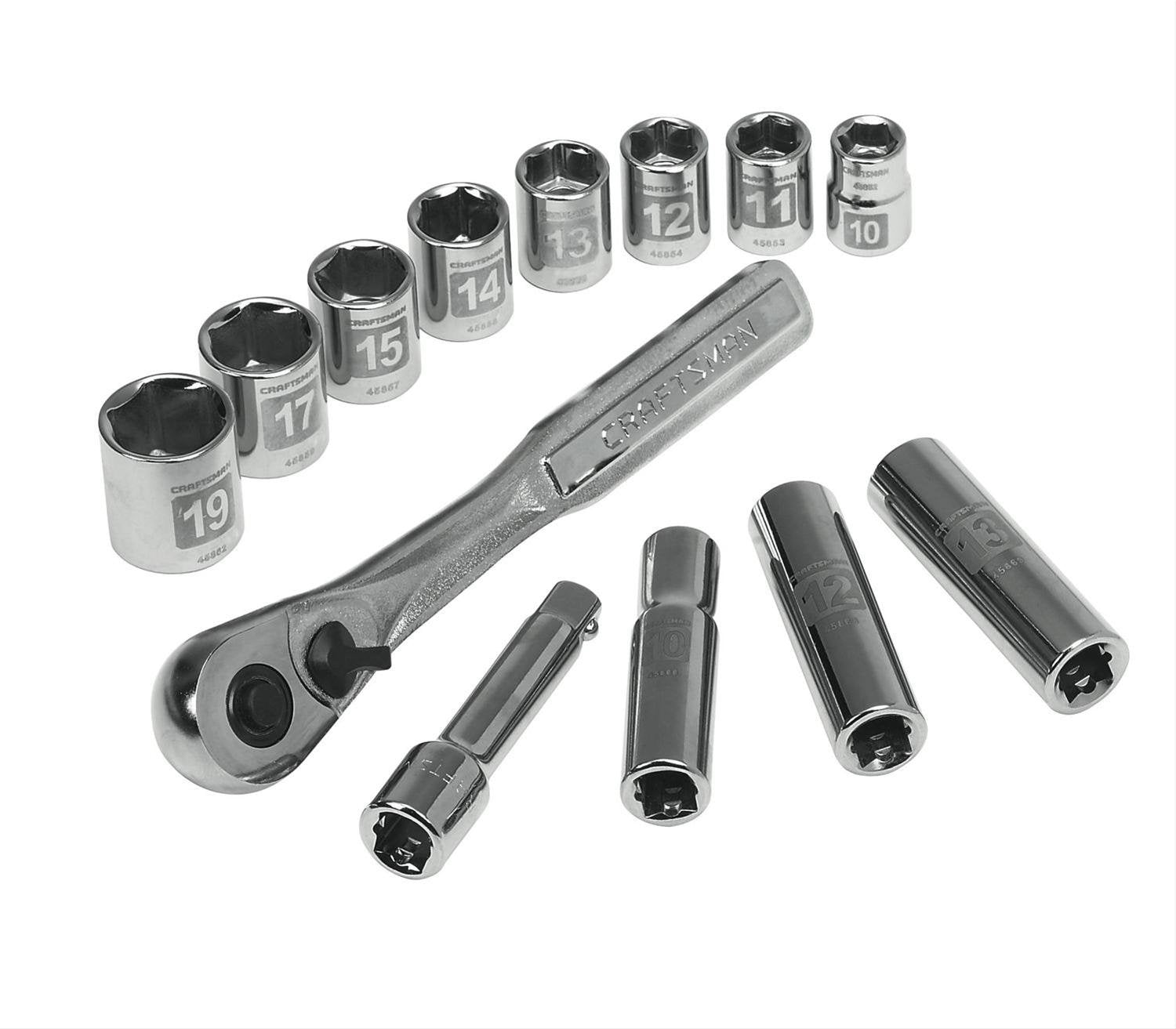 Durable alloy steel socket and wrench set by CRAFTSMAN, 13 metric pieces