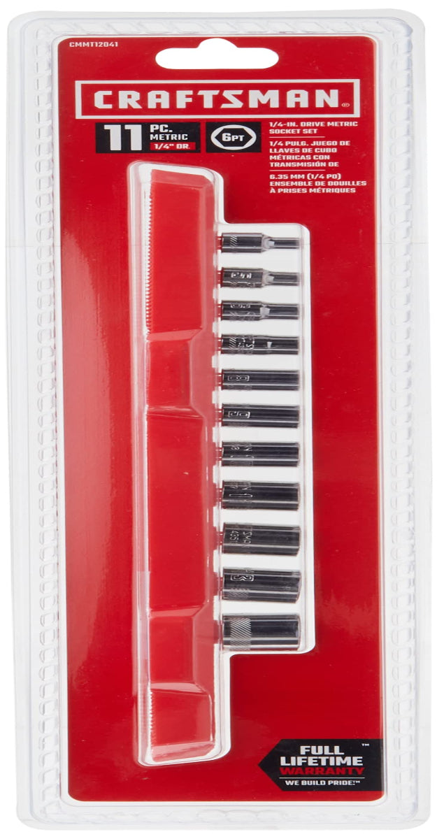 CRAFTSMAN Socket Set, Metric, 1/4-Inch Drive, 6-Point, 11-Piece (CMMT12041)