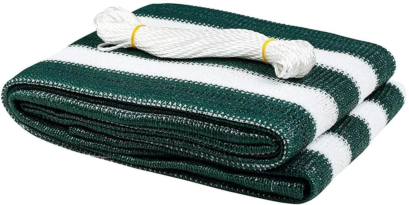 Close-up of UV-resistant mesh material on fence privacy screen