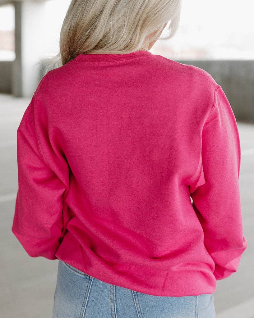 Back of pink sweatshirt