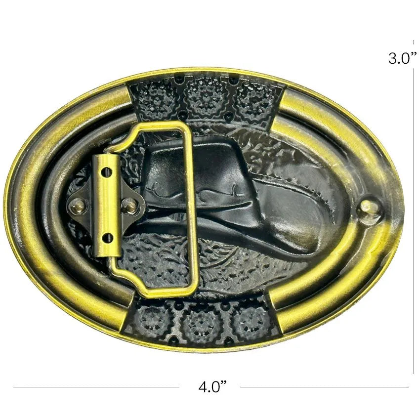 Cowboy Hat Design Turquoise Beaded Western Belt Buckle