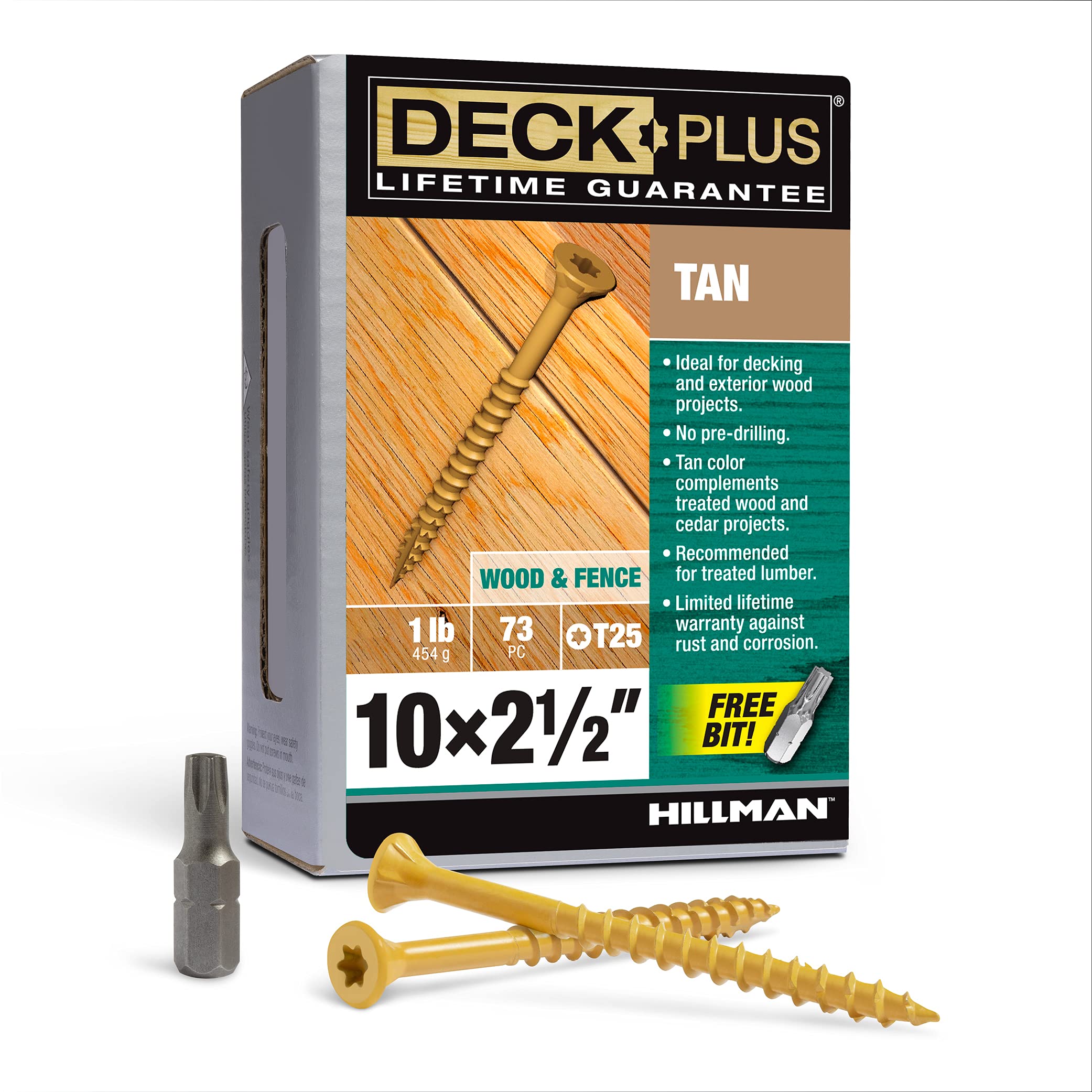 Deck Plus 48415 Wood Screws #10 x 2-1/2", Tan, 1lb Box