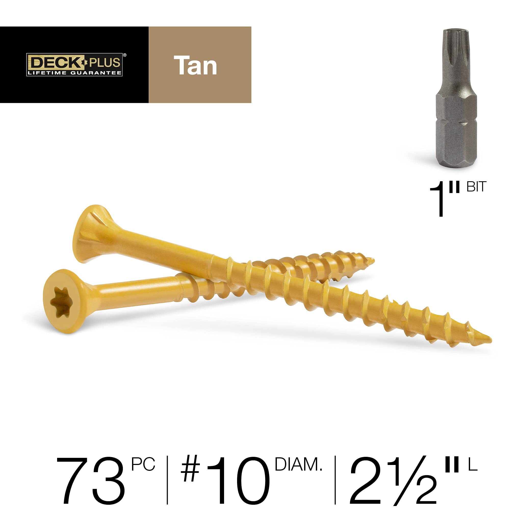 Deck Plus 48415 Wood Screws #10 x 2-1/2", Tan, 1lb Box