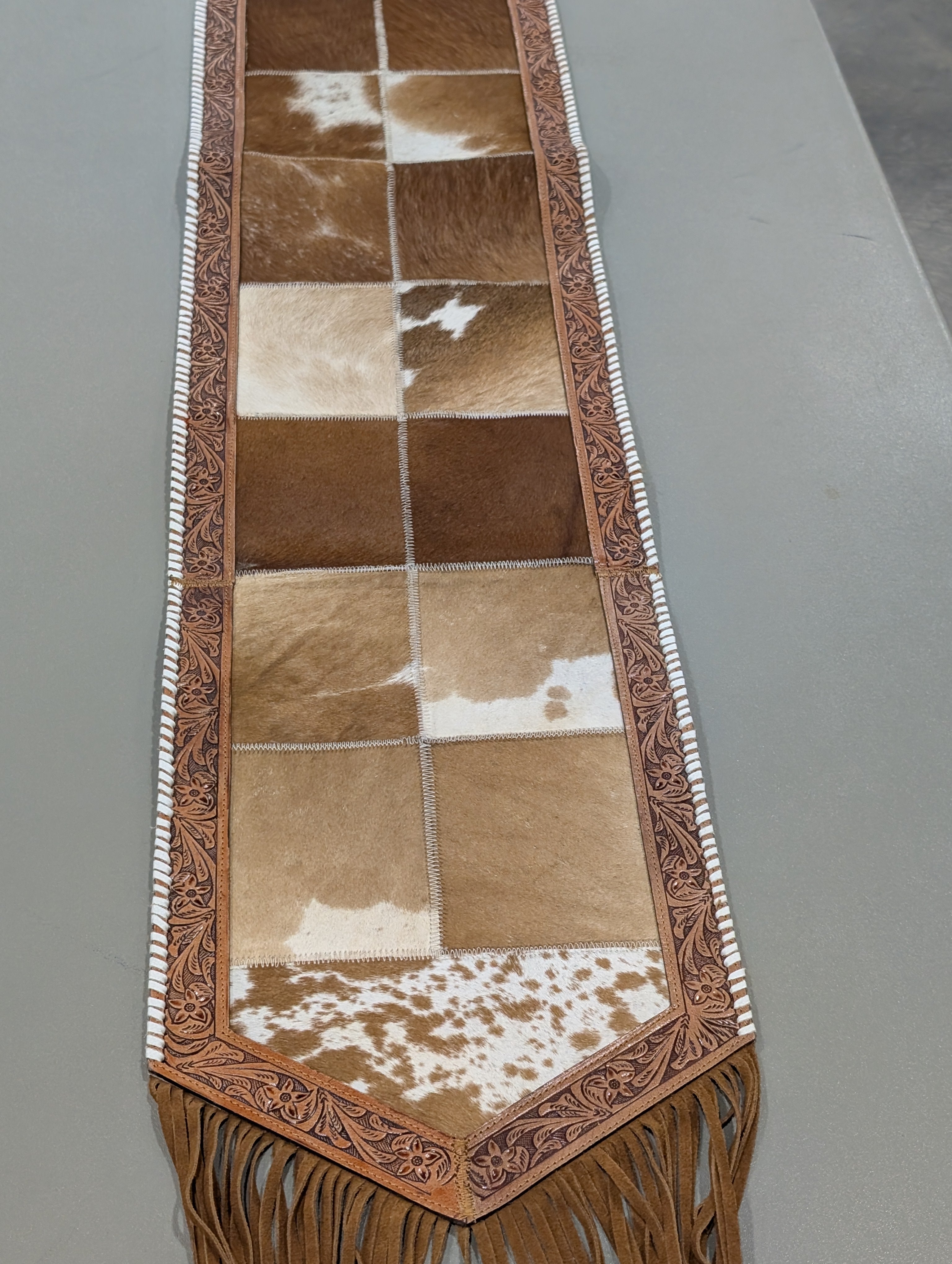 Rustic Cowhide Table Runner