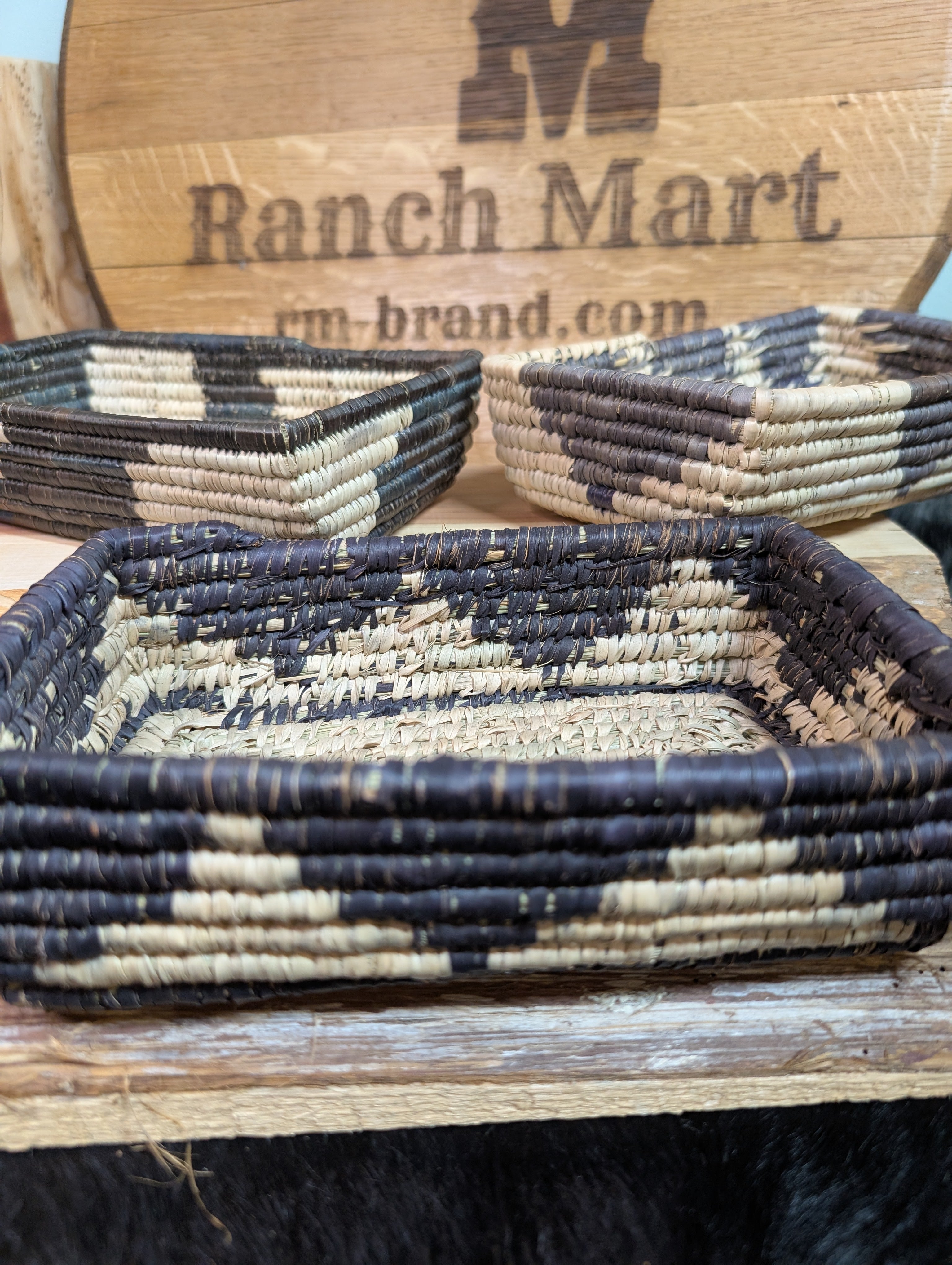 Handmade Palm Leaf Rectangular Tray Basket | Small Natural Woven Organizer