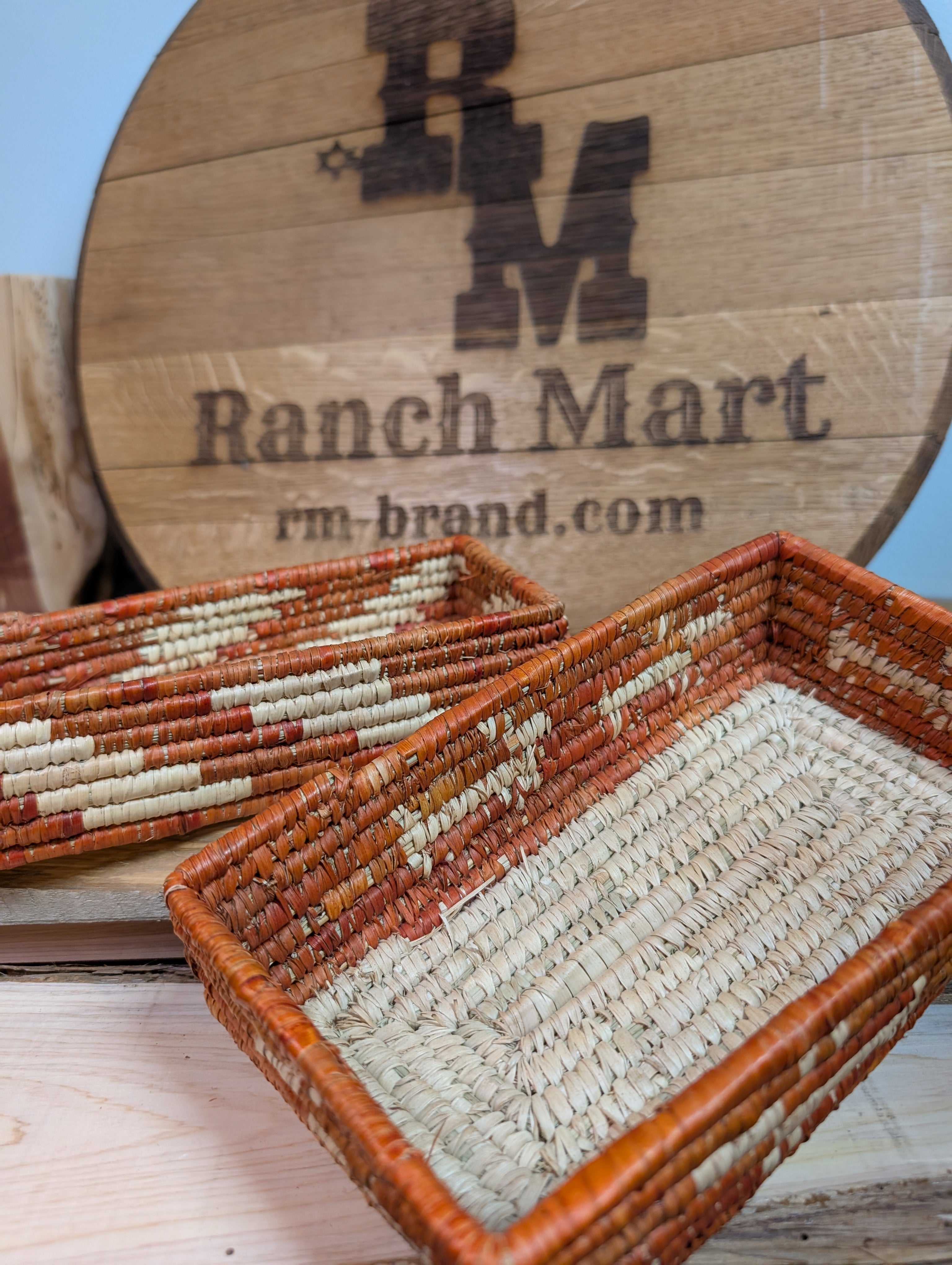 Handmade Palm Leaf Rectangular Tray Basket | Small Natural Woven Organizer