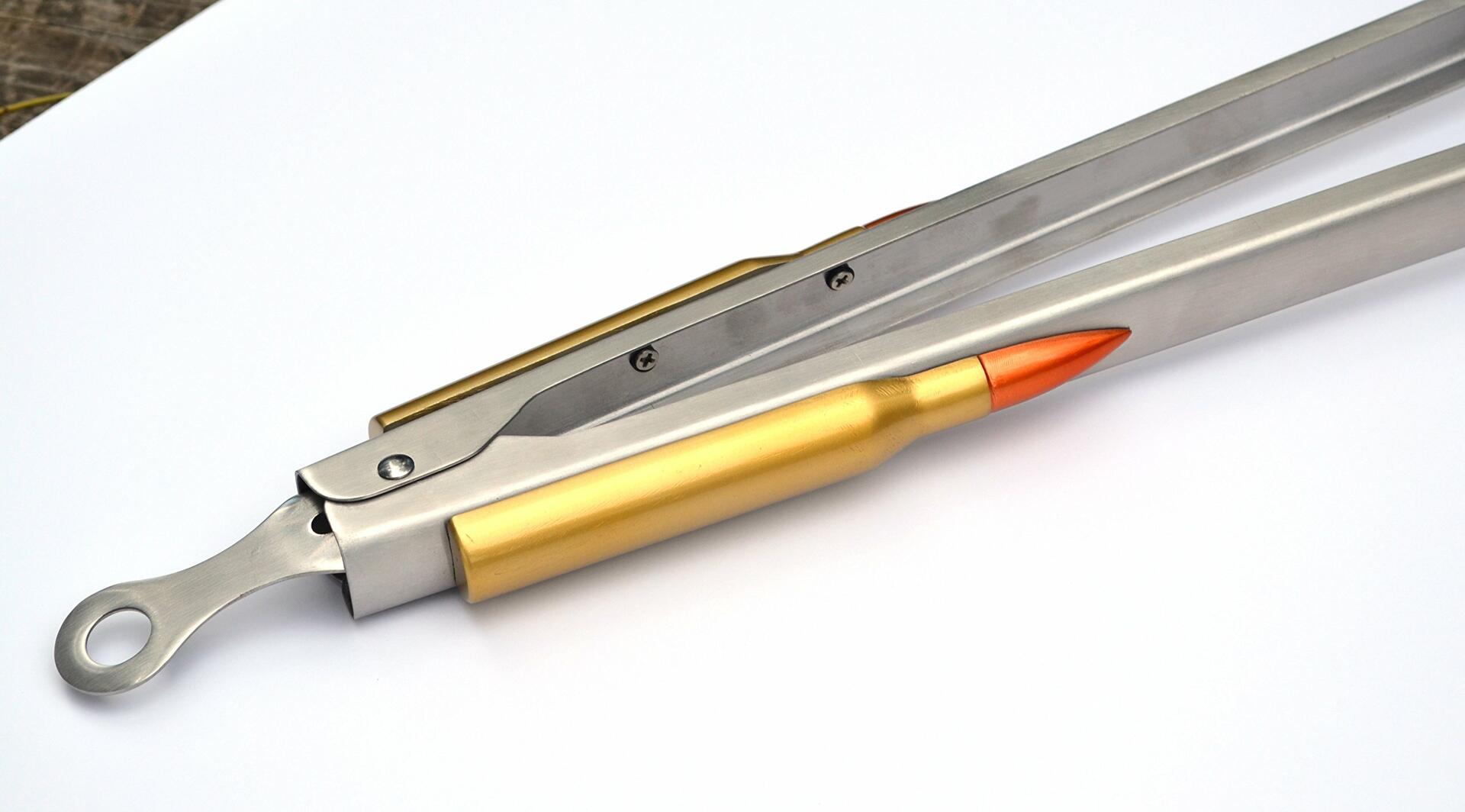 18-inch stainless steel BBQ tongs with bullet grip handles