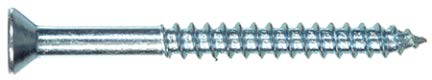 A pack of zinc plated flat head Phillips wood screws.