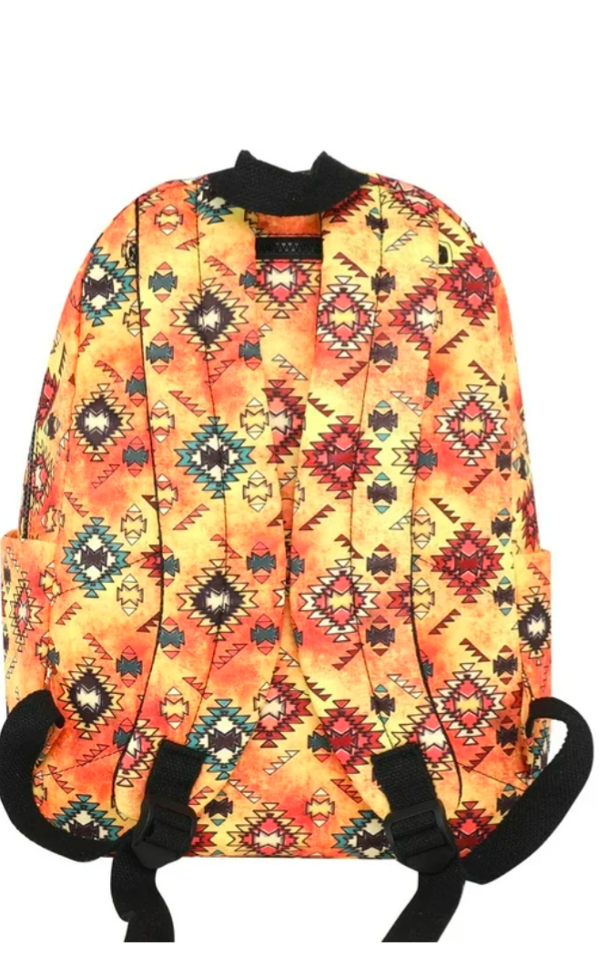 Stylish yellow Aztec print backpack by Montana West, durable with multiple compartments