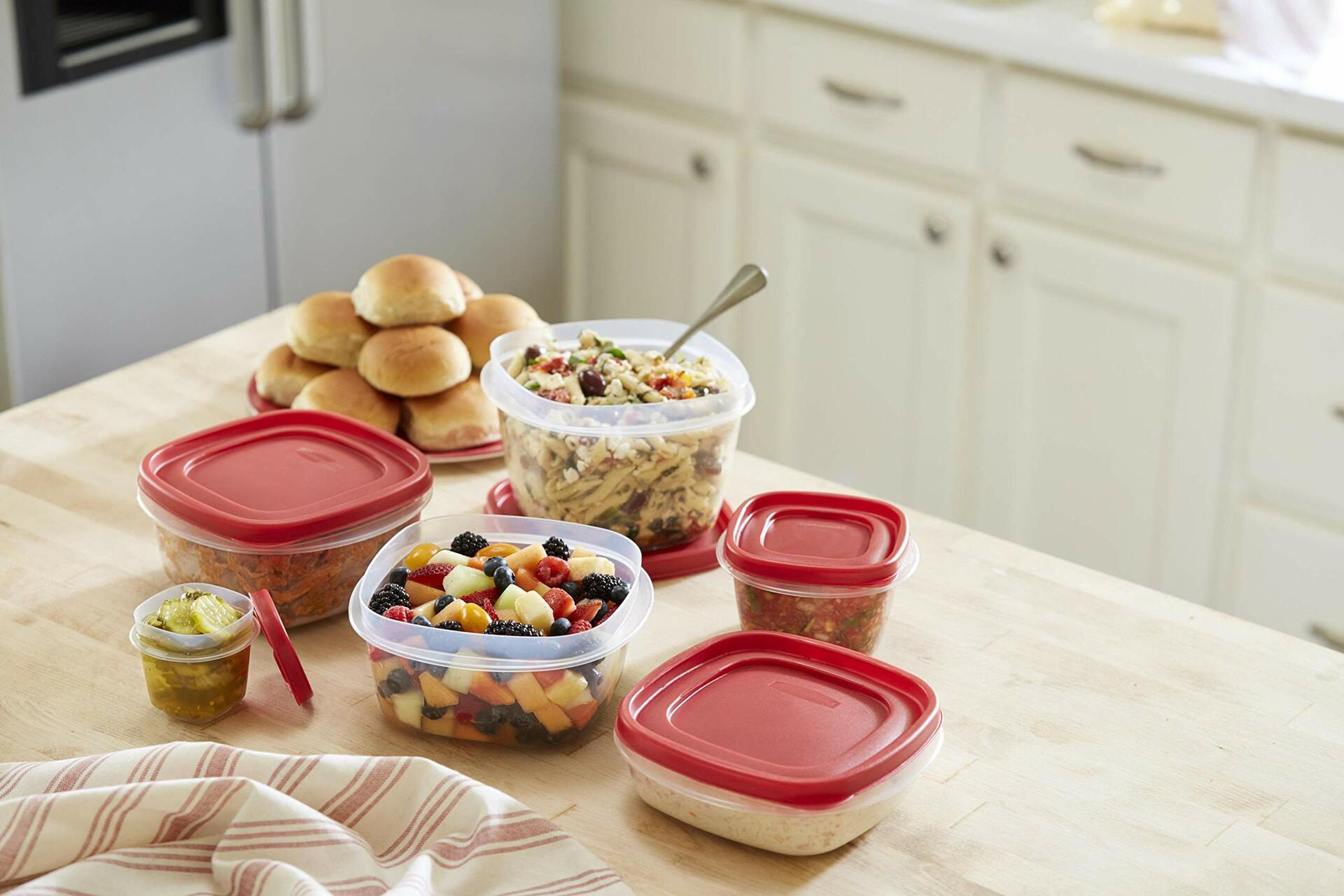 Stackable Food Containers with Matching Lids for Organized Kitchen Storage
