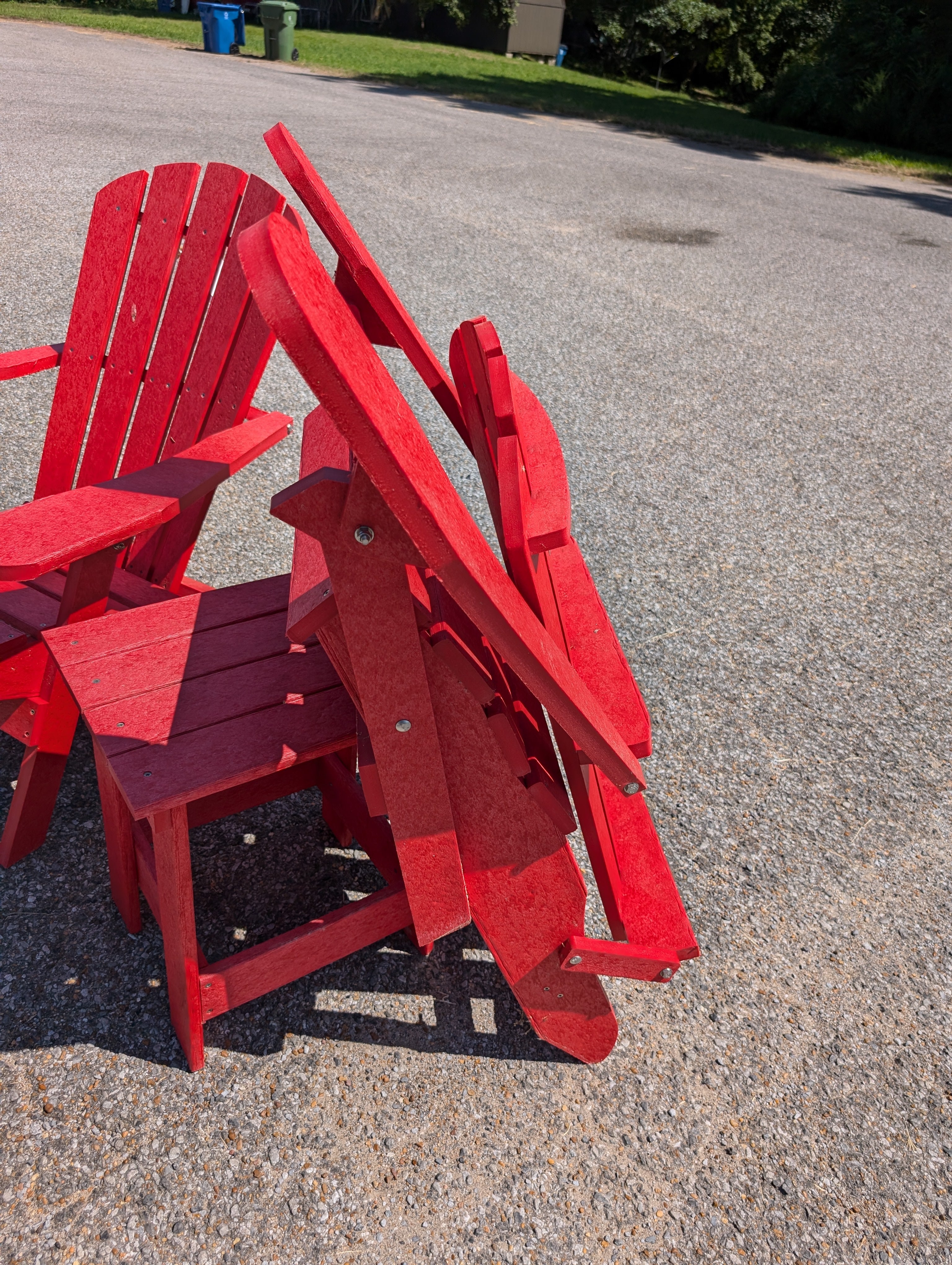 Final Clearance – Buy 2 Red Folding Adirondack Chairs, Get the Matching Table FREE!