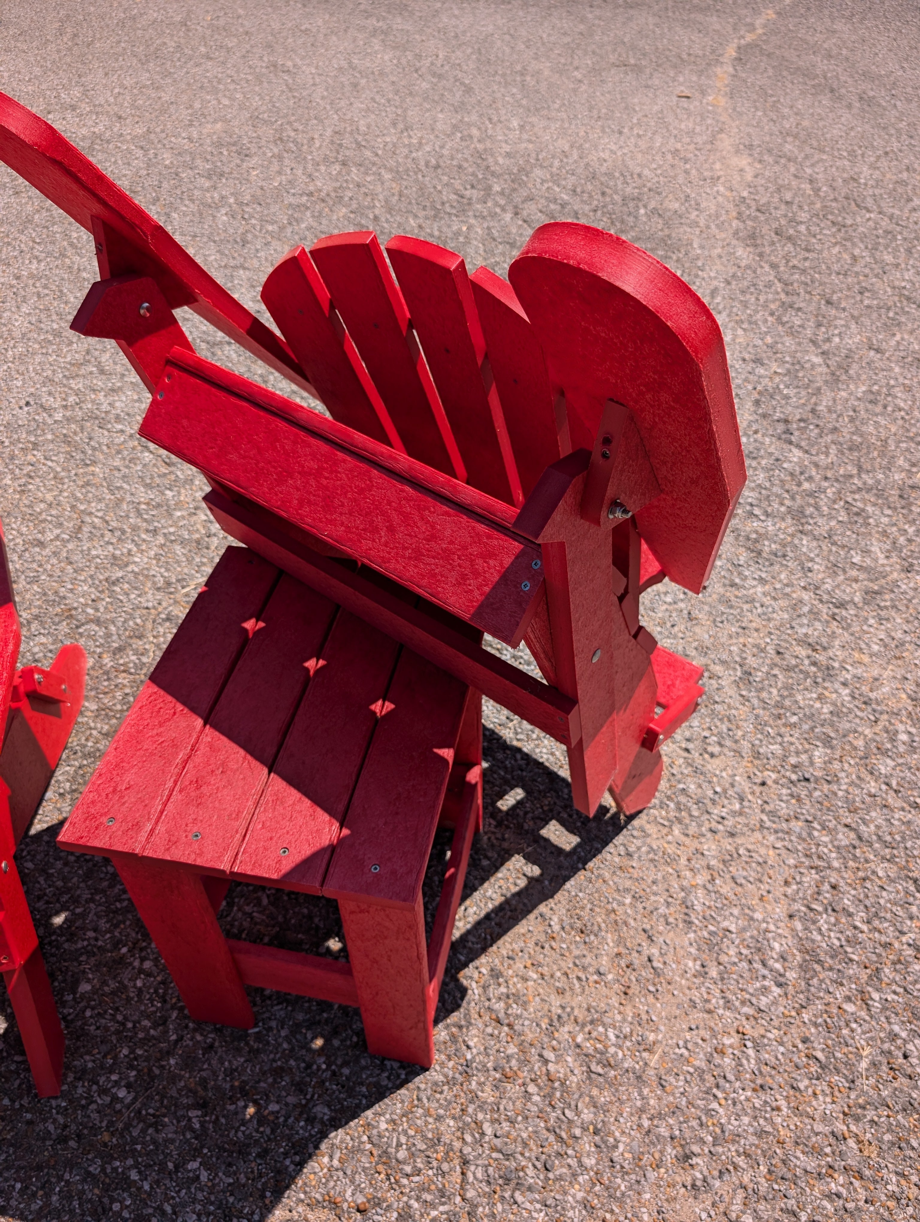 Final Clearance – Buy 2 Red Folding Adirondack Chairs, Get the Matching Table FREE!