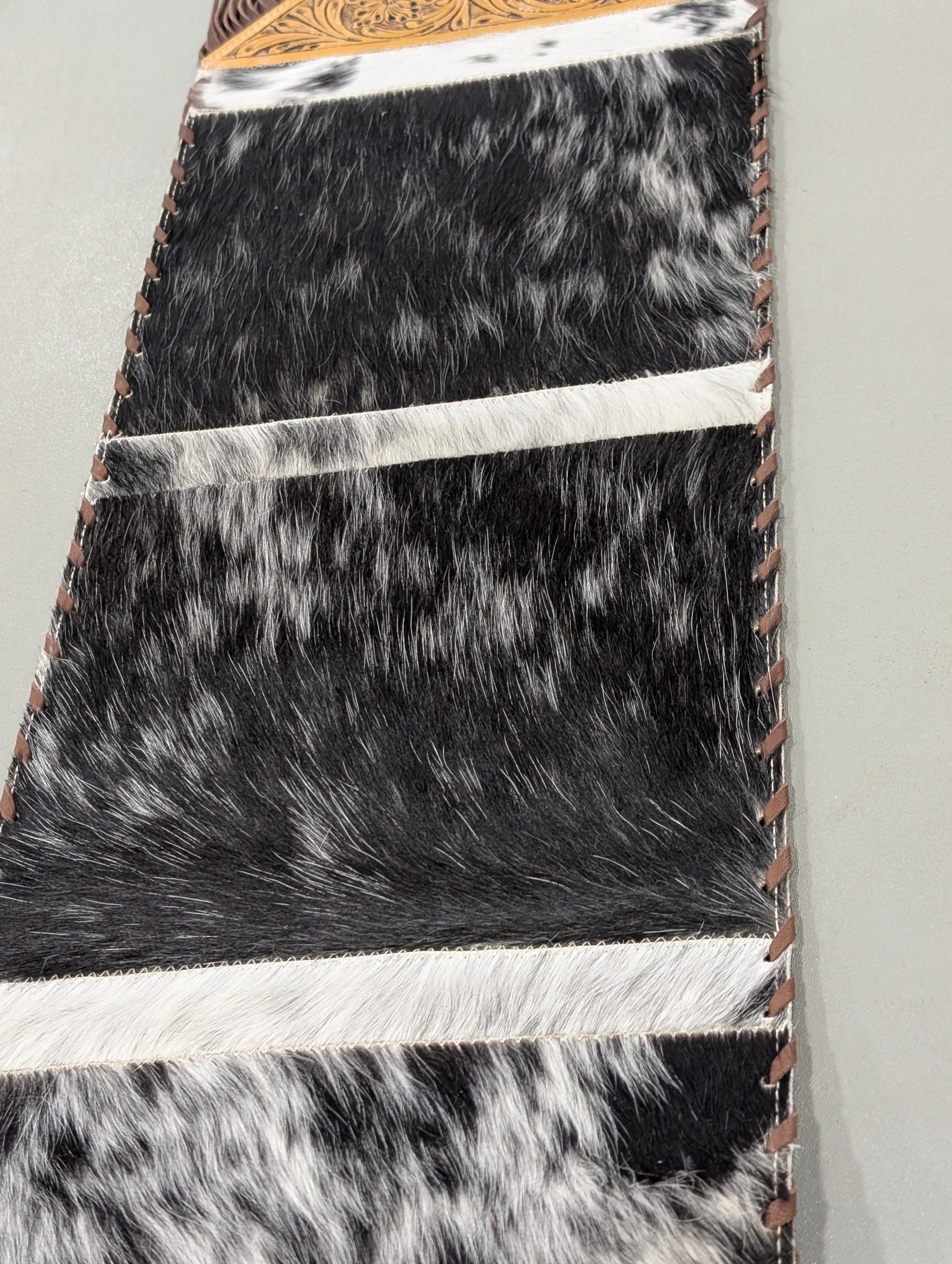 Genuine Cowhide Table Runner – Leather Lace Detail
