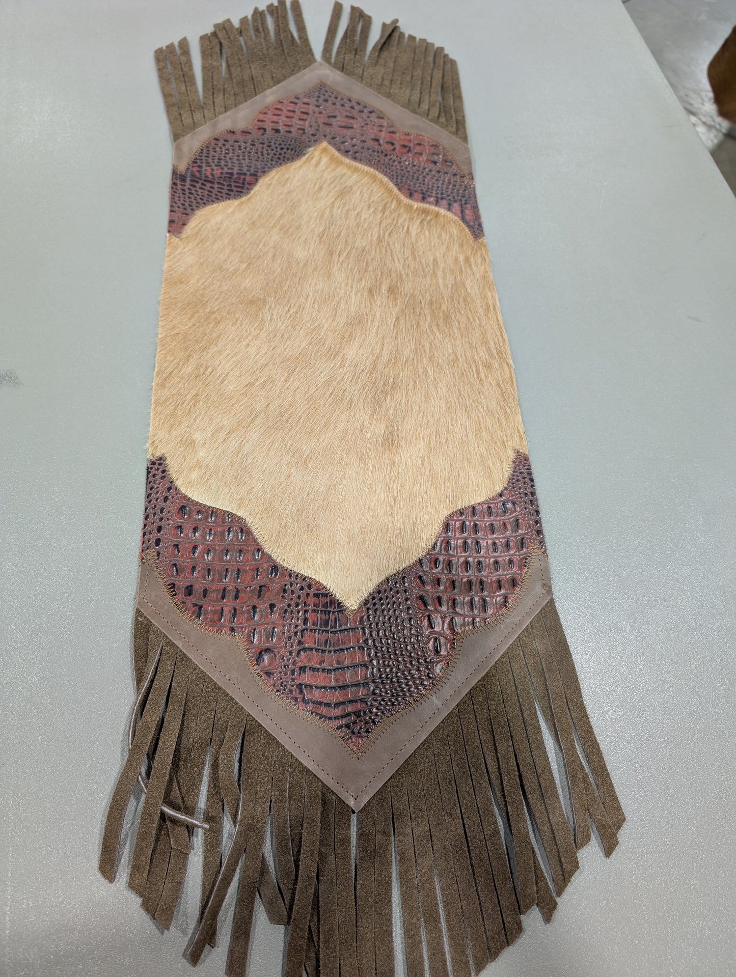Mini Cowhide Fringe Table Runner
