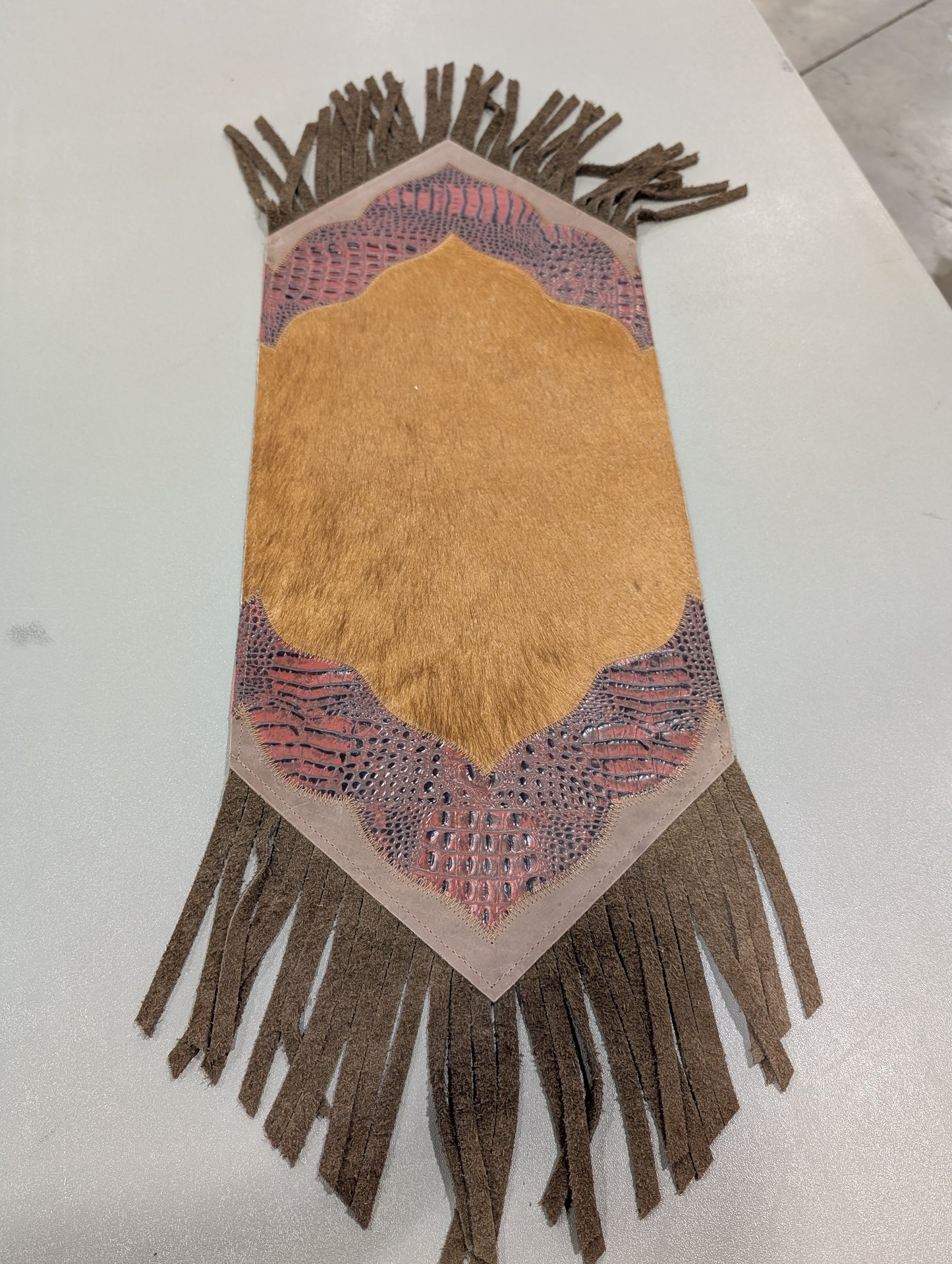 Mini Cowhide Fringe Table Runner