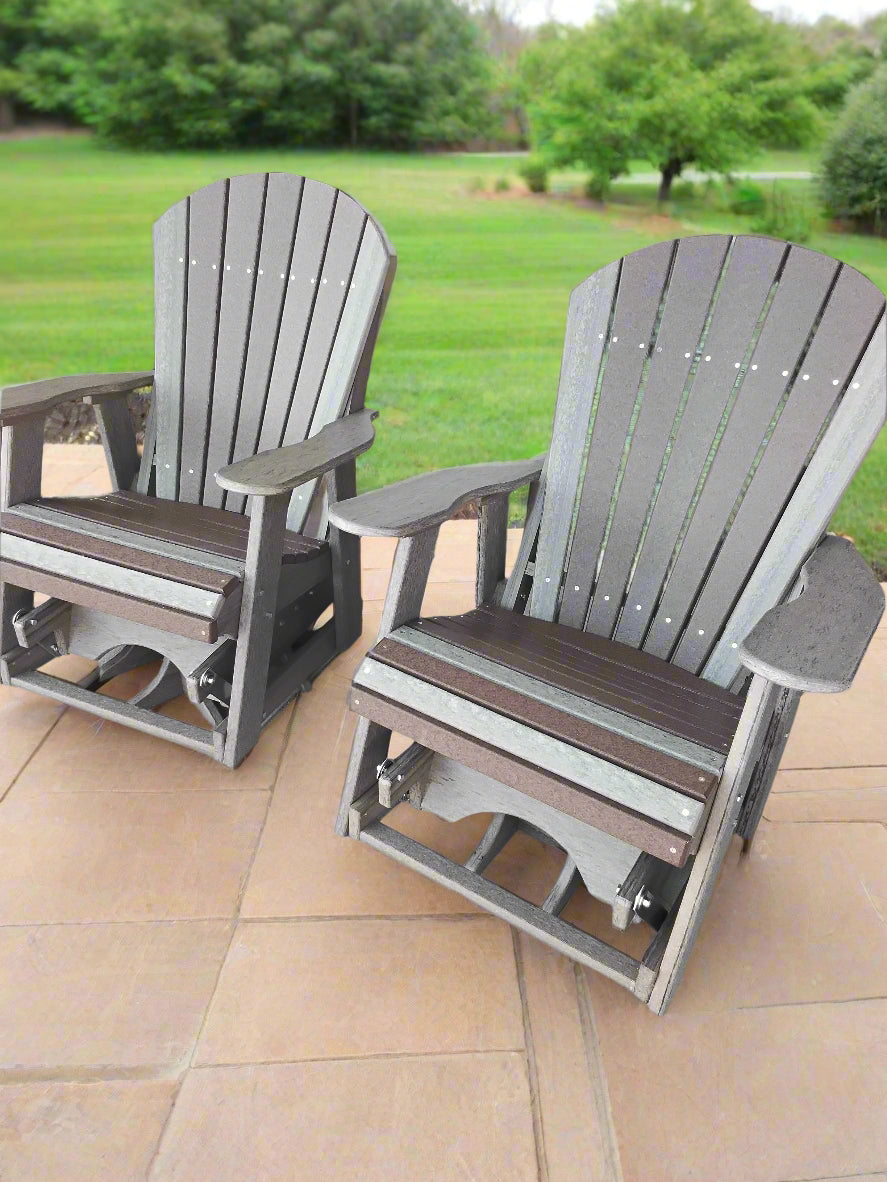 Wooden outdoor furniture set on a concrete patio