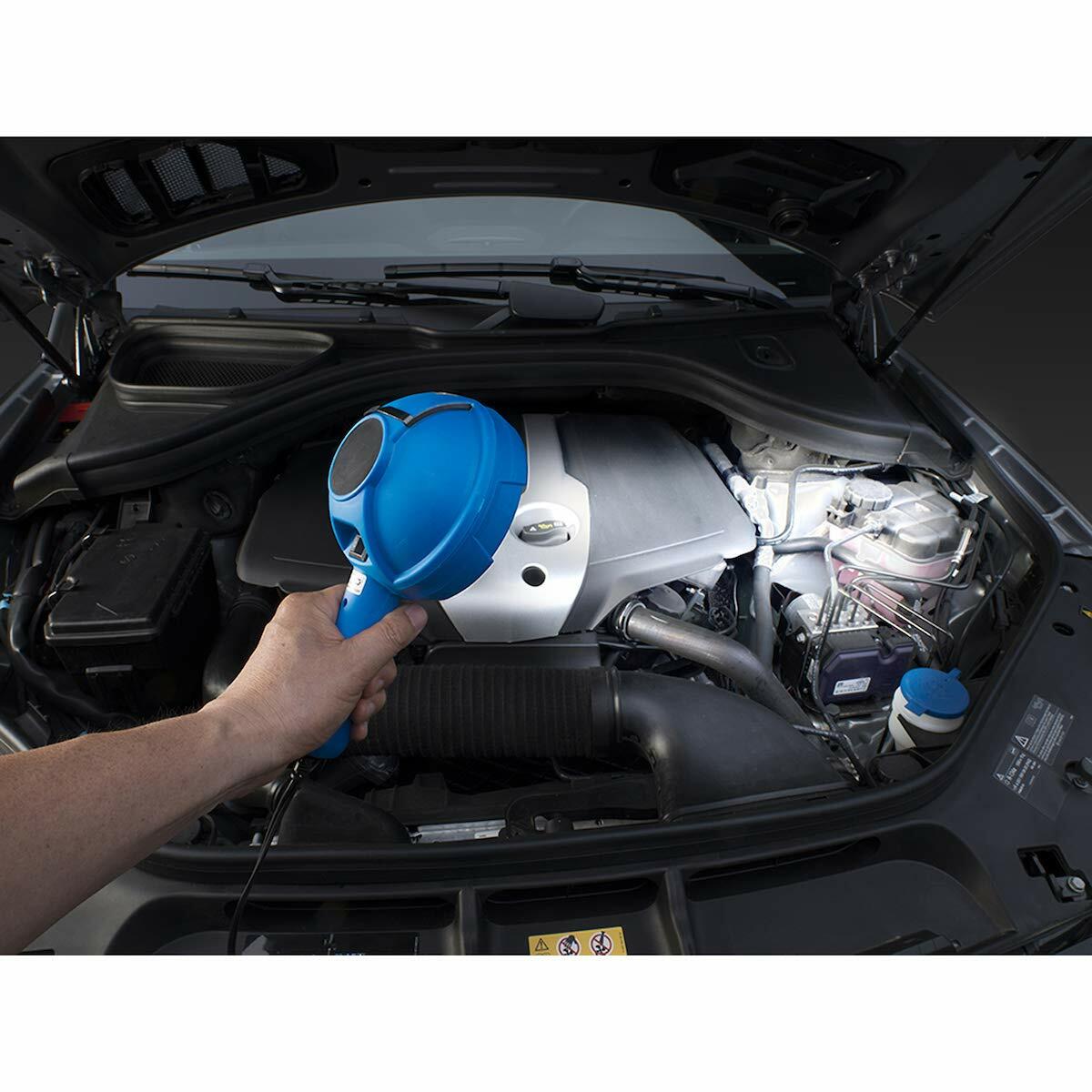 Portable blue spotlight with red lens for hunting or emergency use