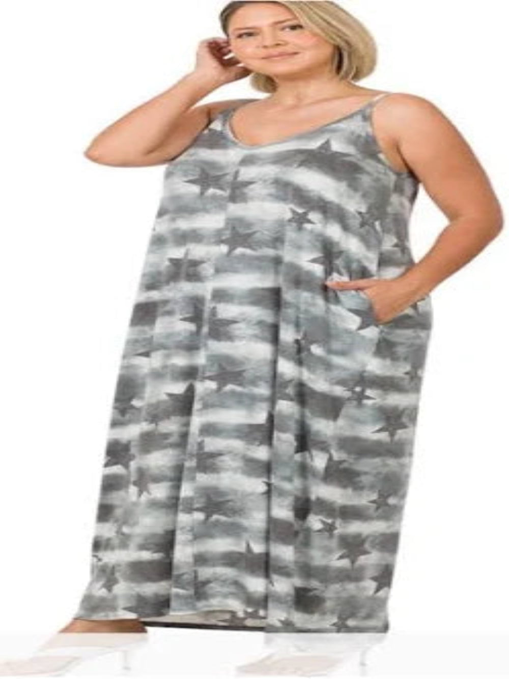 cami maxi dress plus size Plus Stars & Stripes Cami Maxi – Patriotic Style with a Flowy Fit