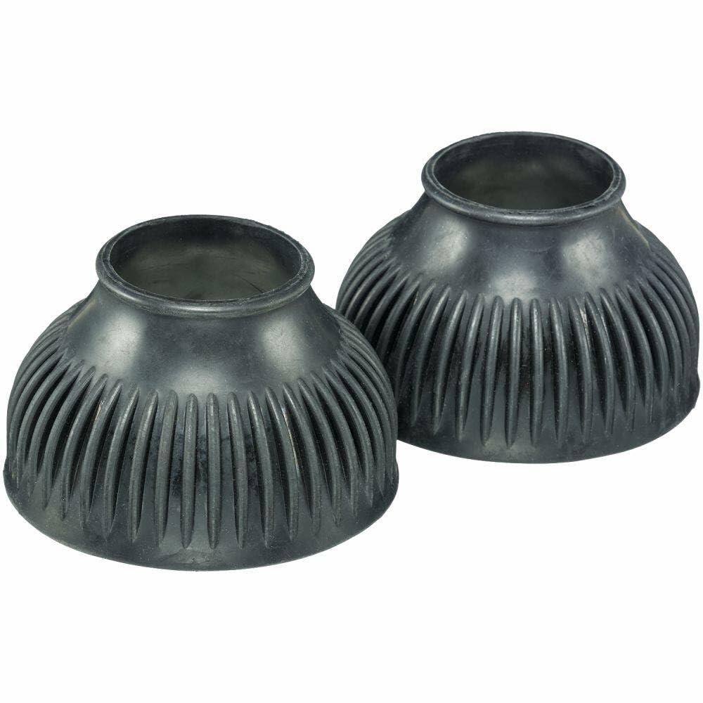 Durable ribbed rubber bell boots for horses with slip-on design