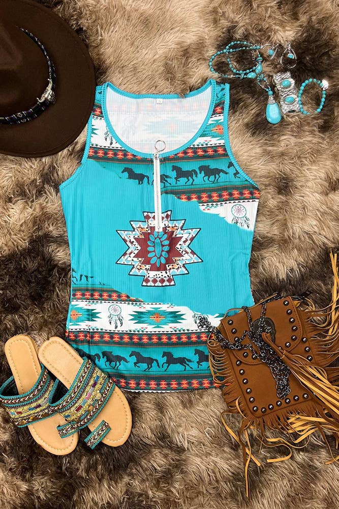 Teal Summer Sleeveless top
