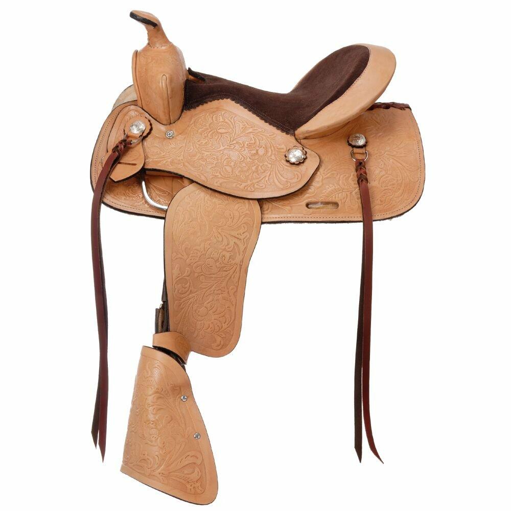 Leather Youth Pony Saddle with Rawhide Tree and 6 Inch Gullet