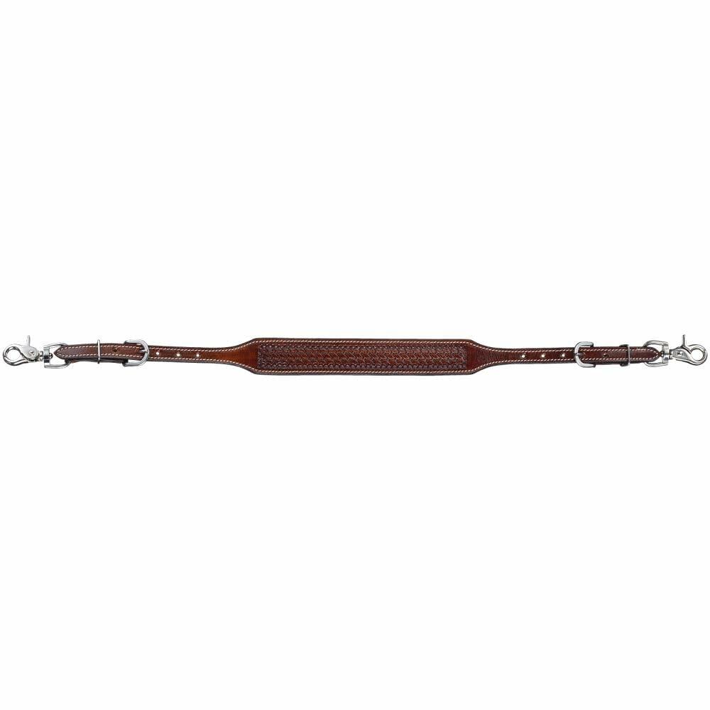 Tough 1 Silver Royal Bodie wither strap with basket tooling in medium oil finish