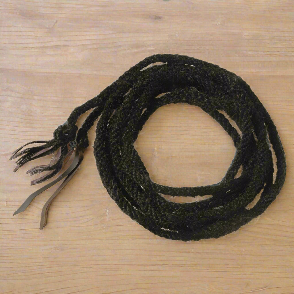 Hand-braided black horsehair mecate