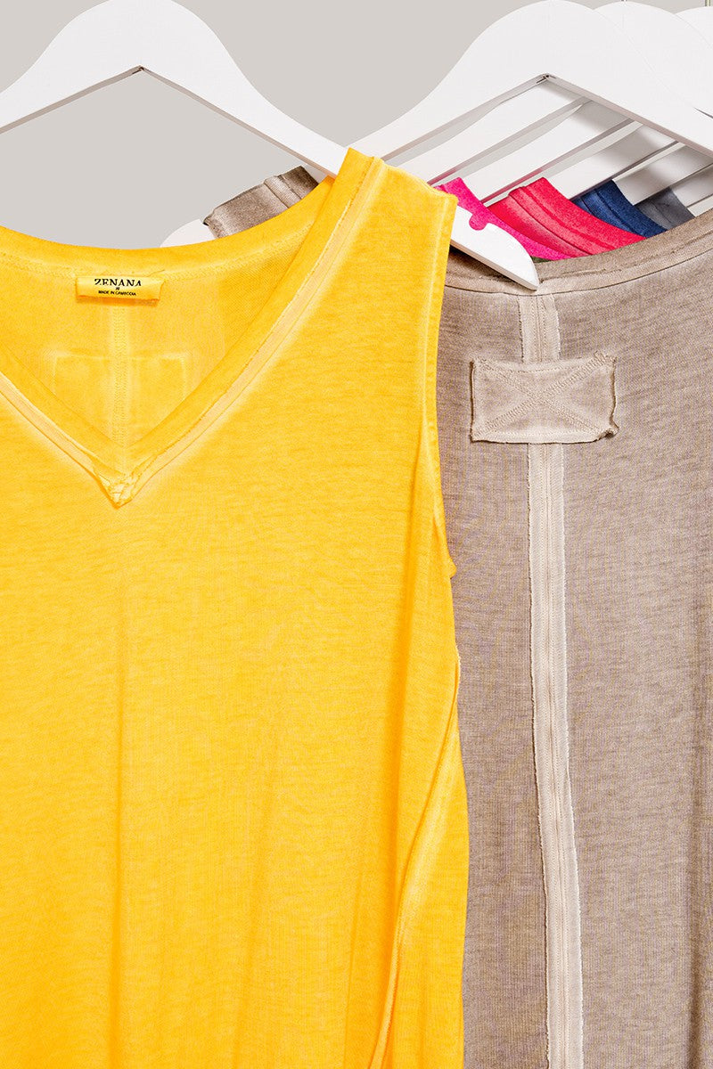 Zenana hi-low sleeveless top styled  back