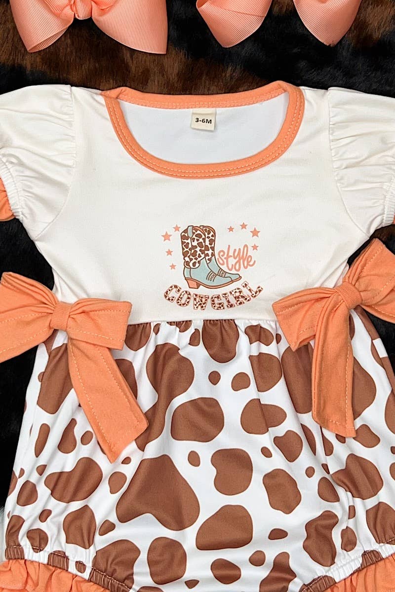 STYLE COWGIRL" COW SPOTTED BABY ROMPER