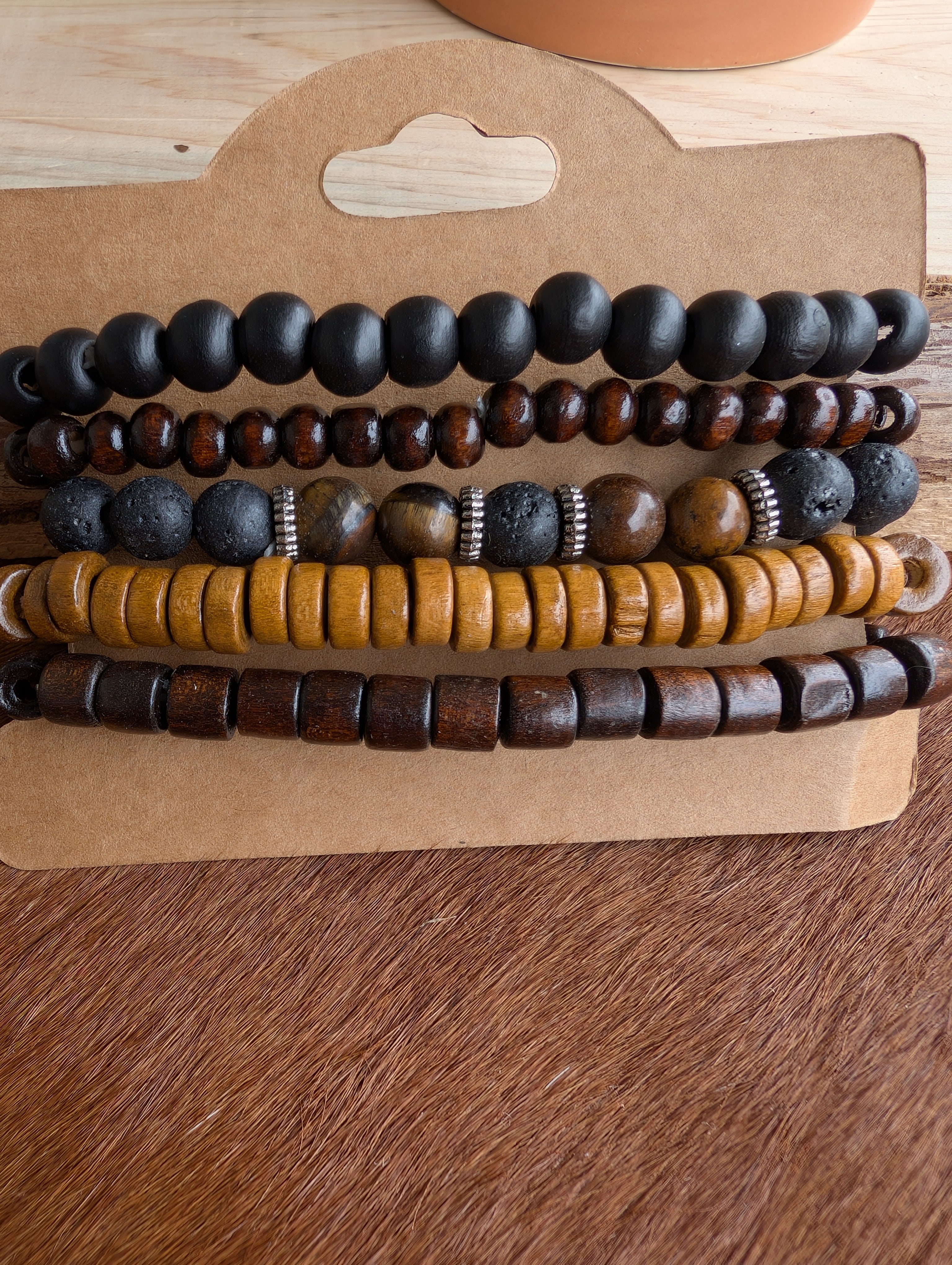 bohemian bracelet set with beads, braids, and charms
