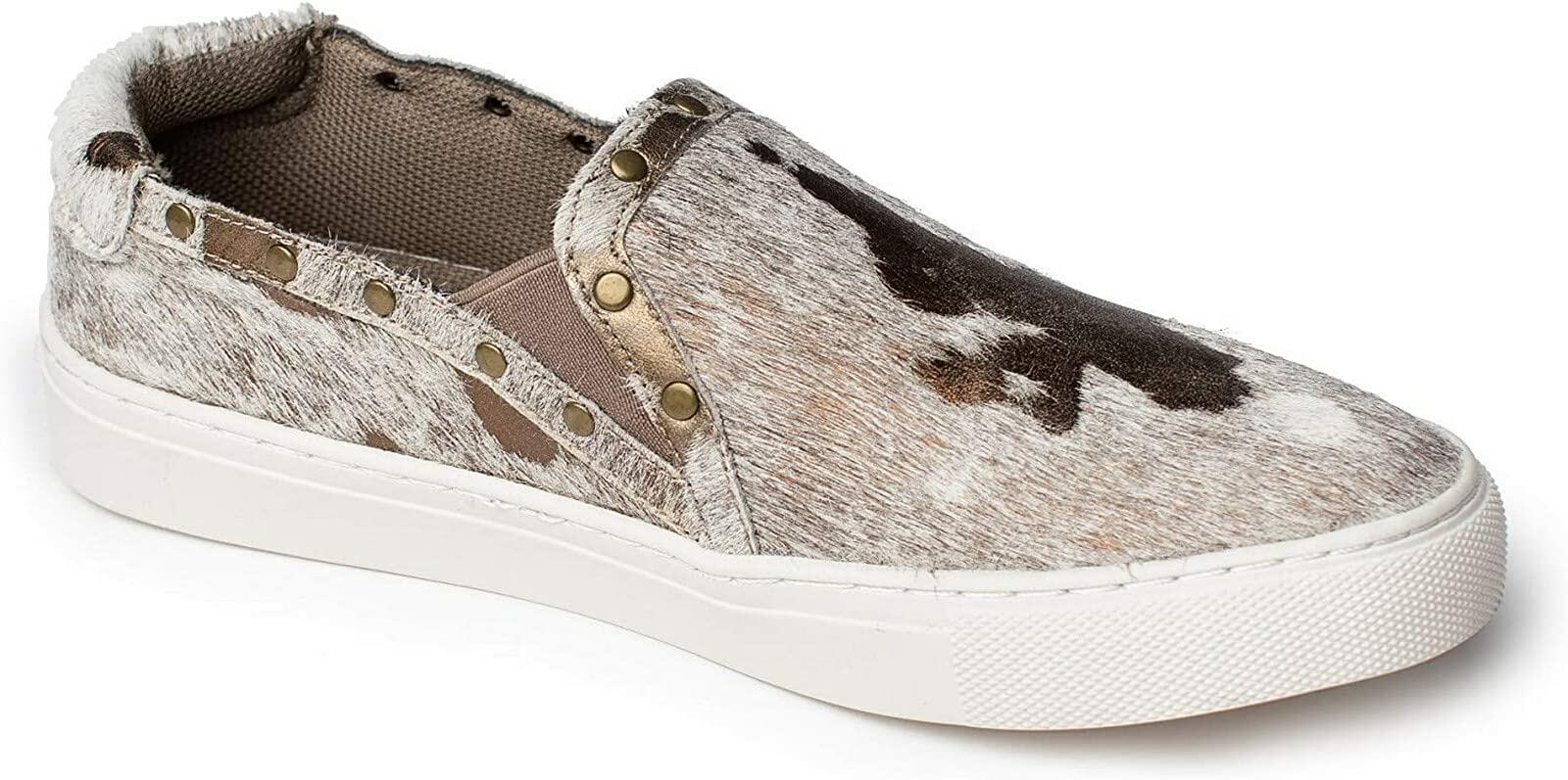 Corkys Pine Top Hair-On Leather Slip-On Sneaker – Women’s Bronze Cowhide Fashion Shoe, Final Clearance Size 9