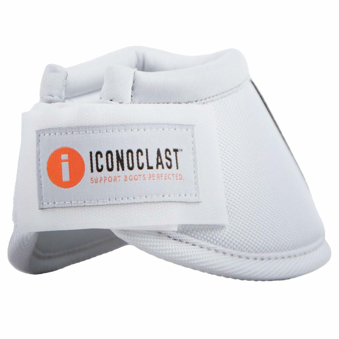 White equestrian boot support with Iconoclast logo on a white background