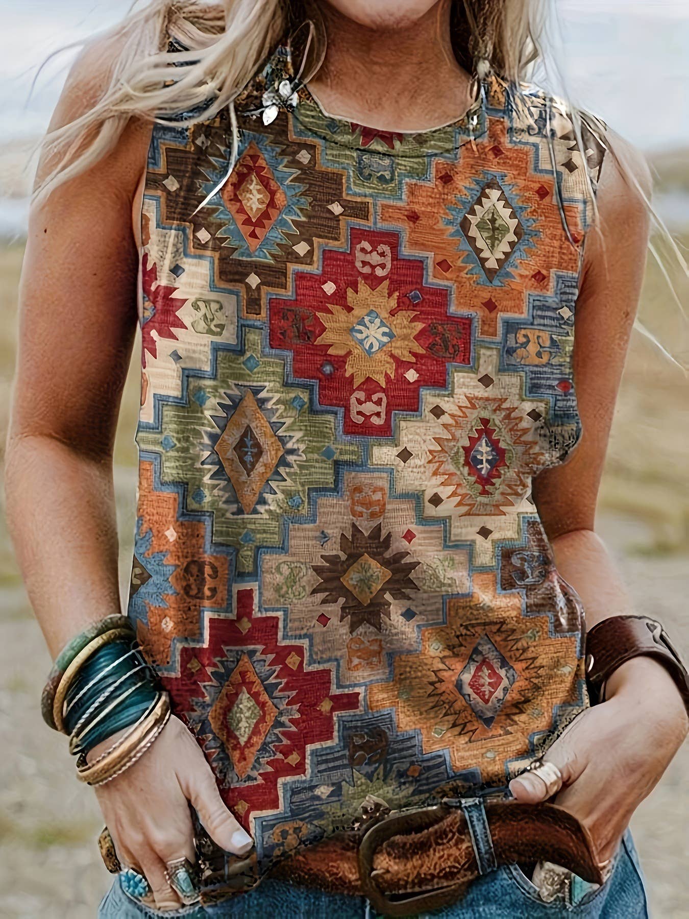 Lightweight summer rodeo tank top in relaxed fit