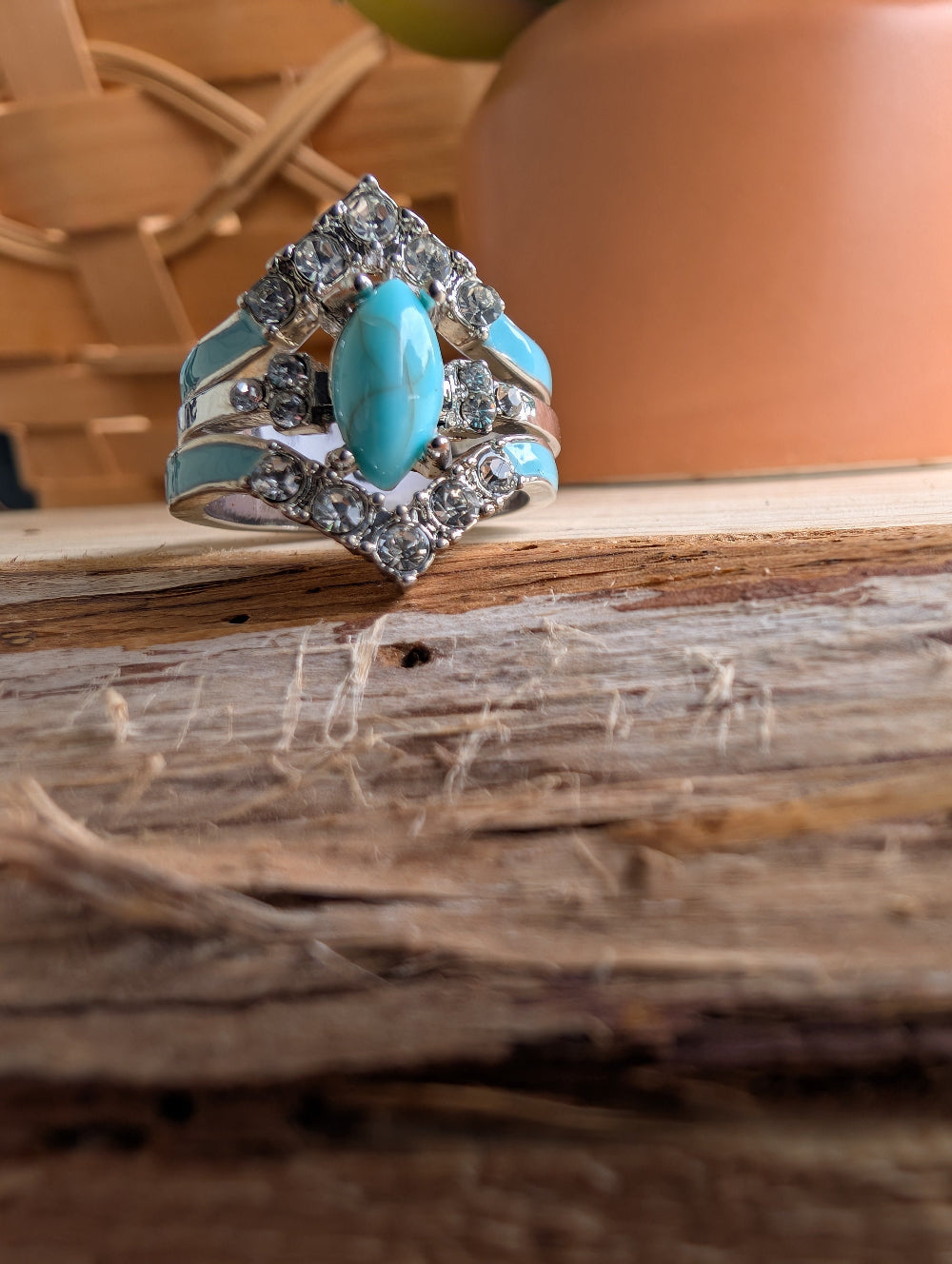 S925 sterling silver horse eye ring with gemstone and enamel detailing