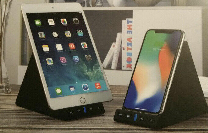 Front view of sleek Copia Bluetooth speaker with touch controls