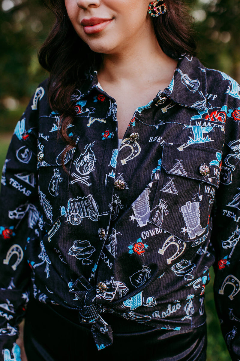 Aztec Sleeve top with horses