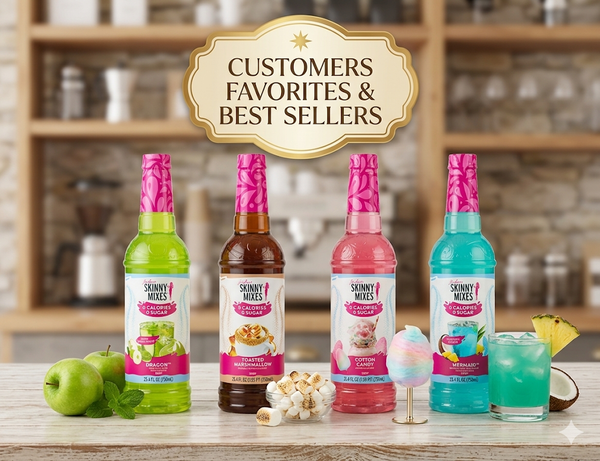 Jordan's Skinny Mixes Favorites, Cotton Candy, Dragon, Mermaid, and Toasted Marshmellow