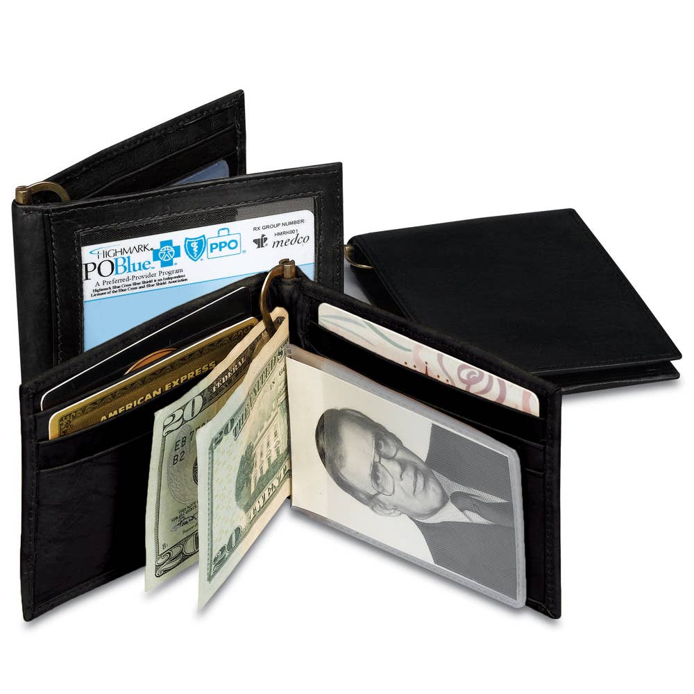 Leather Bifold Wallet with Money Clip