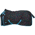 Tough1 1200D Nashville Nights waterproof turnout sheet in black with neon Western print and teal trim