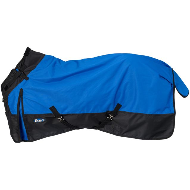 Tough1 royal blue and black 1200D waterproof ripstop turnout sheet for horses with Snuggit neck and shoulder gussets
