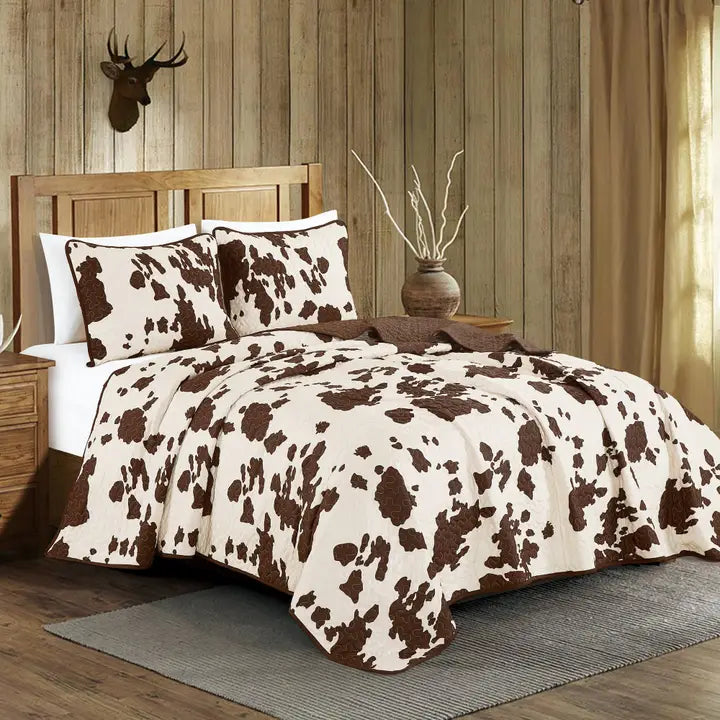 Linen Mart Twin Cowprint Bedspread & Sham