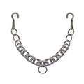 13 inch stainless steel curb chain with classic flat links and a central attachment ring for English, Gaited, and western horse bits.