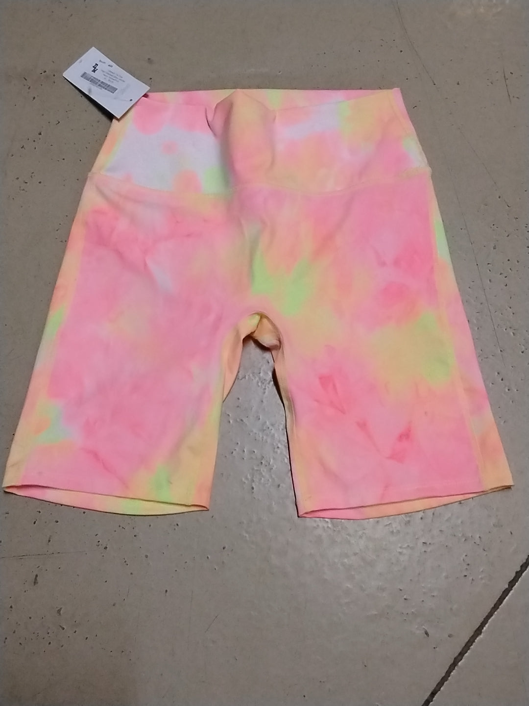 Athletic Tie Dye High-Waisted Biker Shorts – Neon Yellow & Pink, Limited Stock Last Chance