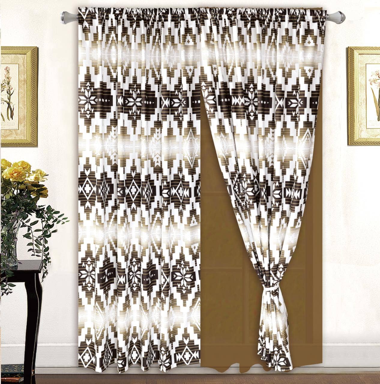 Brown Navajo Buffalo 6pc Comforter Set