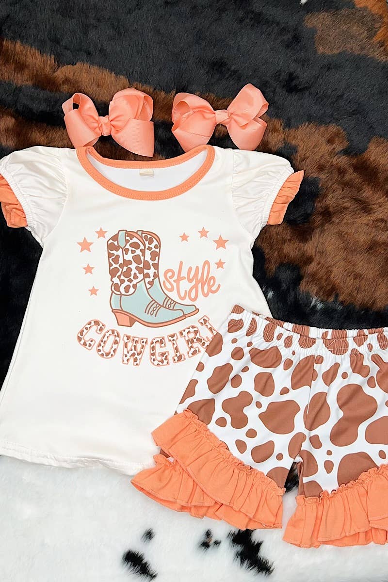 STYLE COWGIRL" PRINTED TOP W/ MATCHING SHORTS