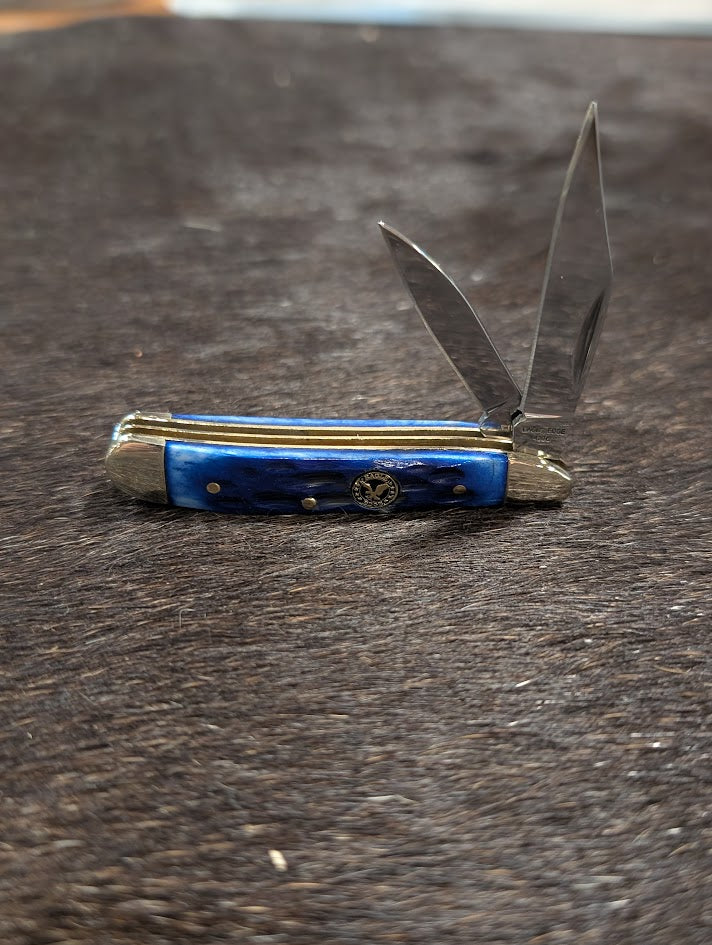 Blue 2 blade pocket knife