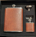 Leather flask gift set with funnel