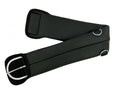 Black cinch with silver buckle on a white background