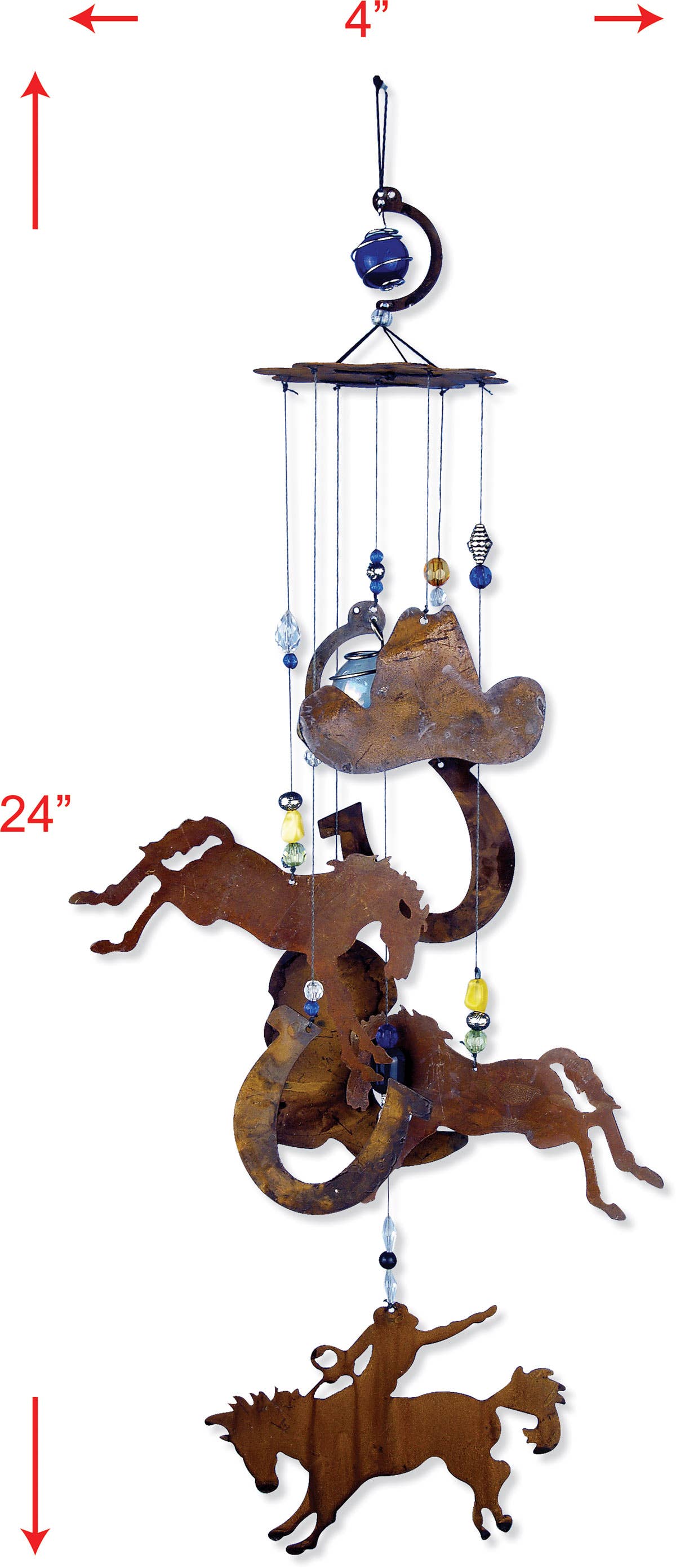 24" Bronco Cowboys Wind Chime Garden Decor - 80109