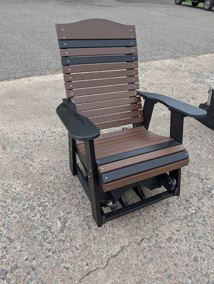 Black and brown comfy back swivel glider chair